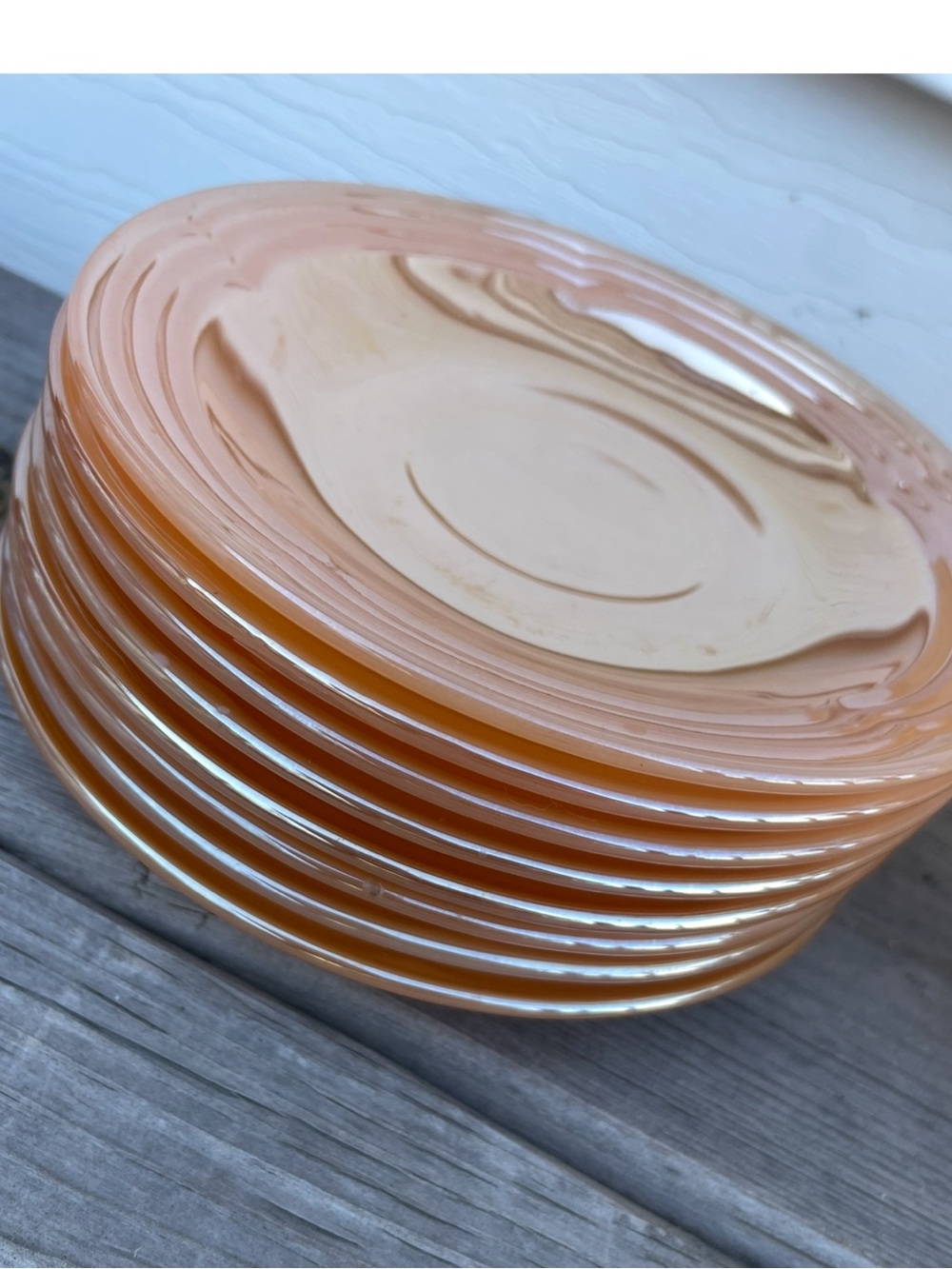 Vintage Fire King Peach Luster Saucers 3 Ring Pattern Glassware